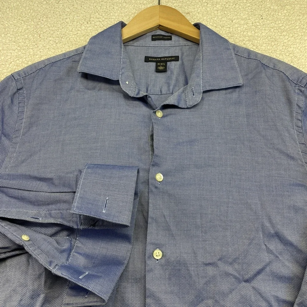 Banana Republic Button Down Mens L Blue Egyptian Cotton Dress Shirt French Cuff
